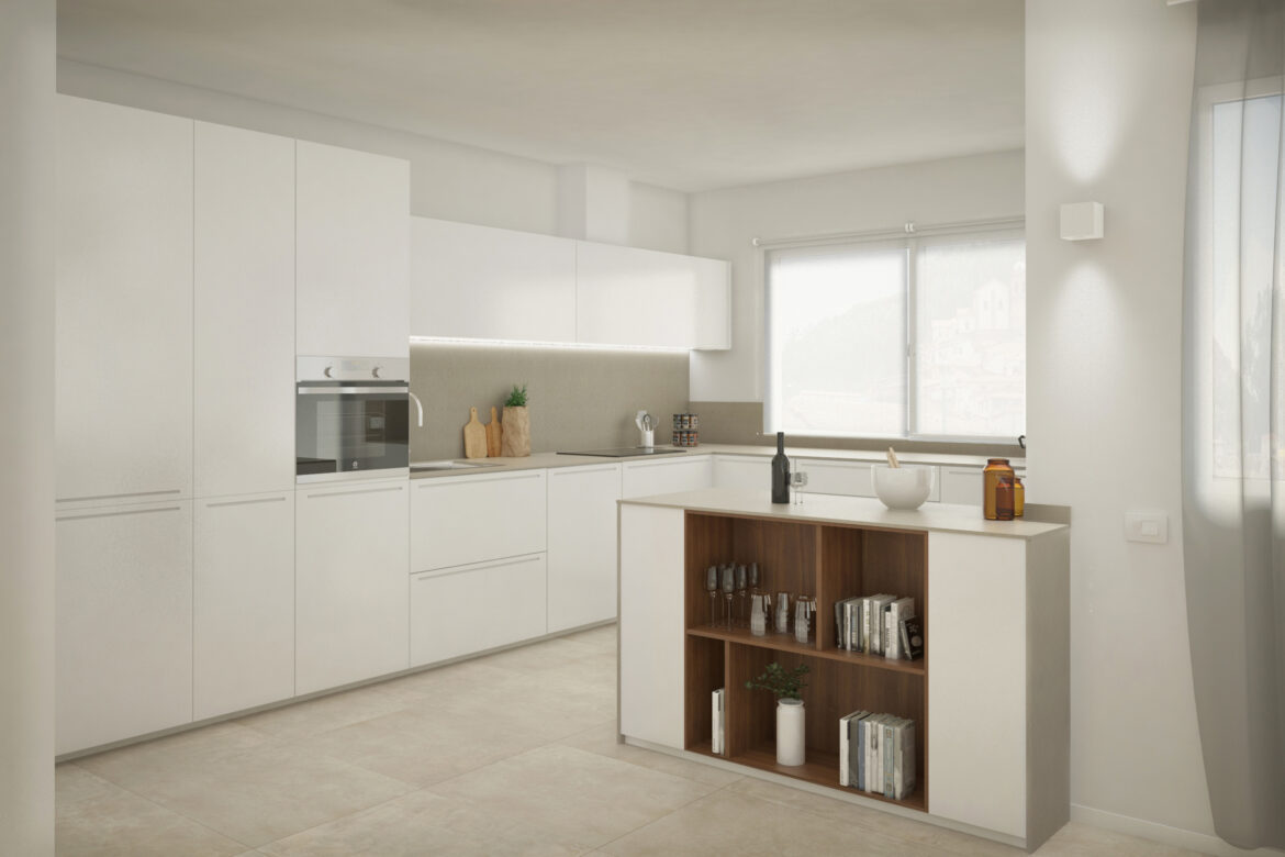 cucina 3D rendering render progettazione Milano Visualizzazioni 3D Genova