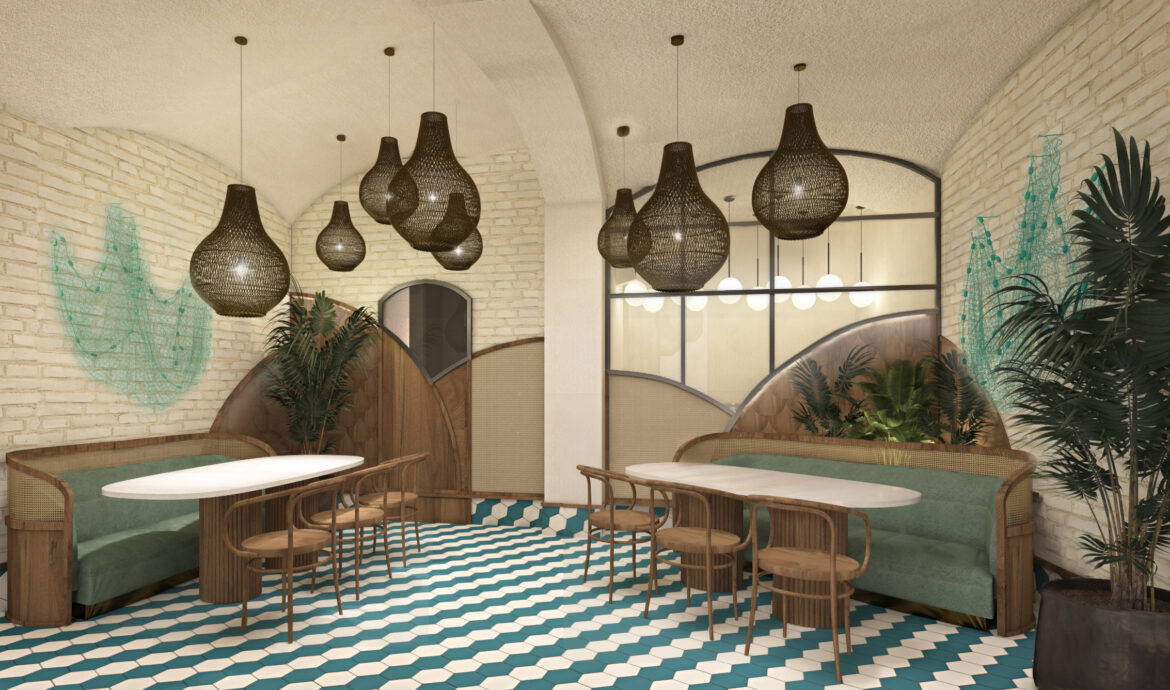 3D render visualizzazioni grafiche arredo soluzioni d'arredo rendering showroom restaurant design