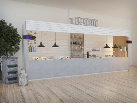 food all milano render arredamento negozio 3D progettazione visualizzazioni grafiche